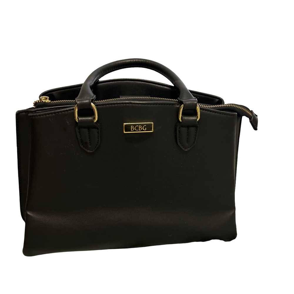 BCBG Elegant Black Tote with Gold Details